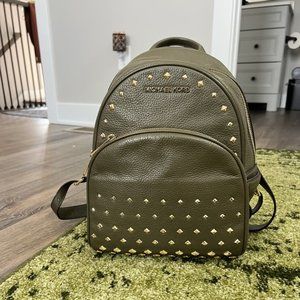 Michael Kors Backpack with Gold Studs & Dark Green